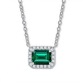 925 Sterling Silver Lab Created Emerald Necklace Green Created Emerald Cut Necklaces