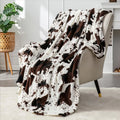 Modern 100% Polyester Wool Plush Cow Print Blanket Factory Wholesale Lightweight Portable Winter Cover Available King Twin Sizes