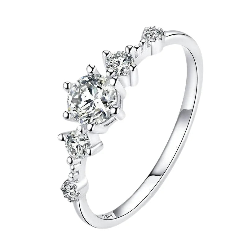 Rainbowking Zircon 925 Silver Ring Female Fashion Personality Simple Sterling Silver Jewelry Ring