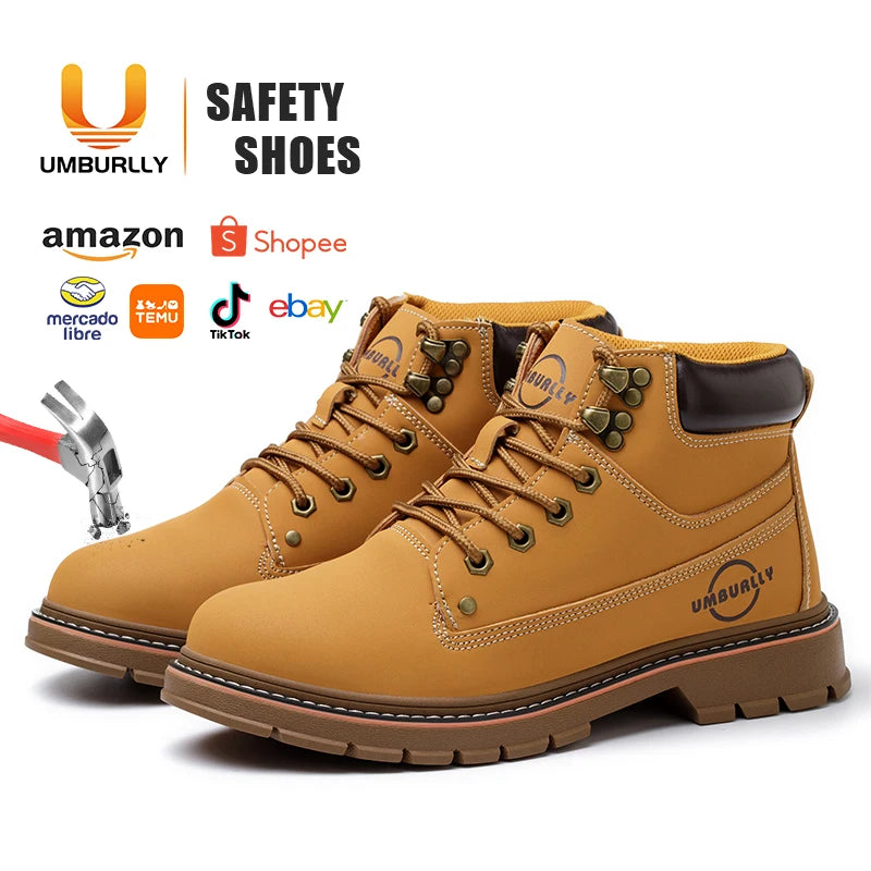 Special Anti-smashing and Puncture Safety Shoes Genuine Leather Soft Bottom Hiking Boot