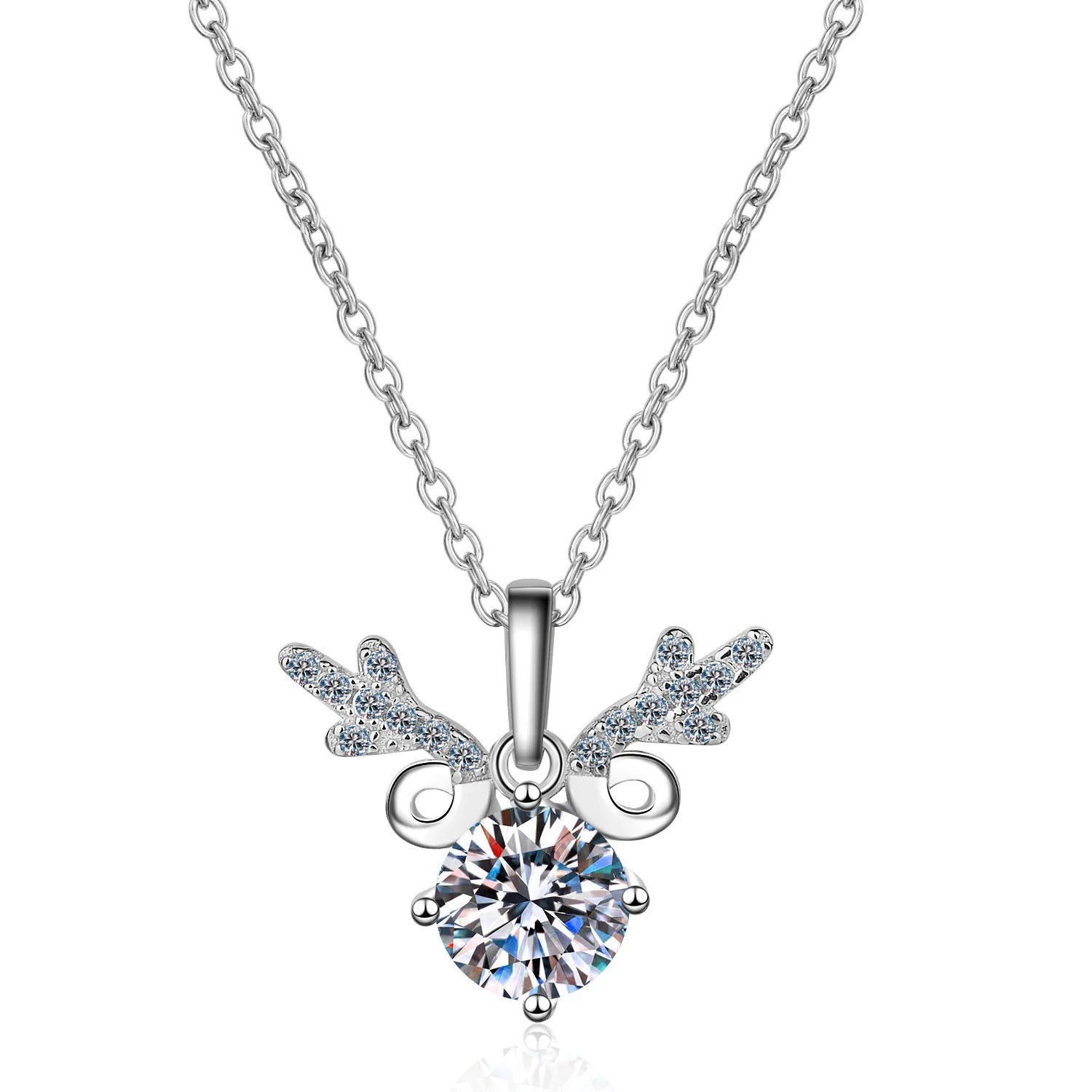 Antler Pendant Necklace for Women Party D Color VVS1 925 Sterling Silver 2Carat Moissanite Necklace for Women