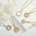 Non Fading Fashion Jewelry for Women 18K Gold Brass Round Zircon Pendant Necklace Shiny Cubic Zirconia Garland Charms Necklace