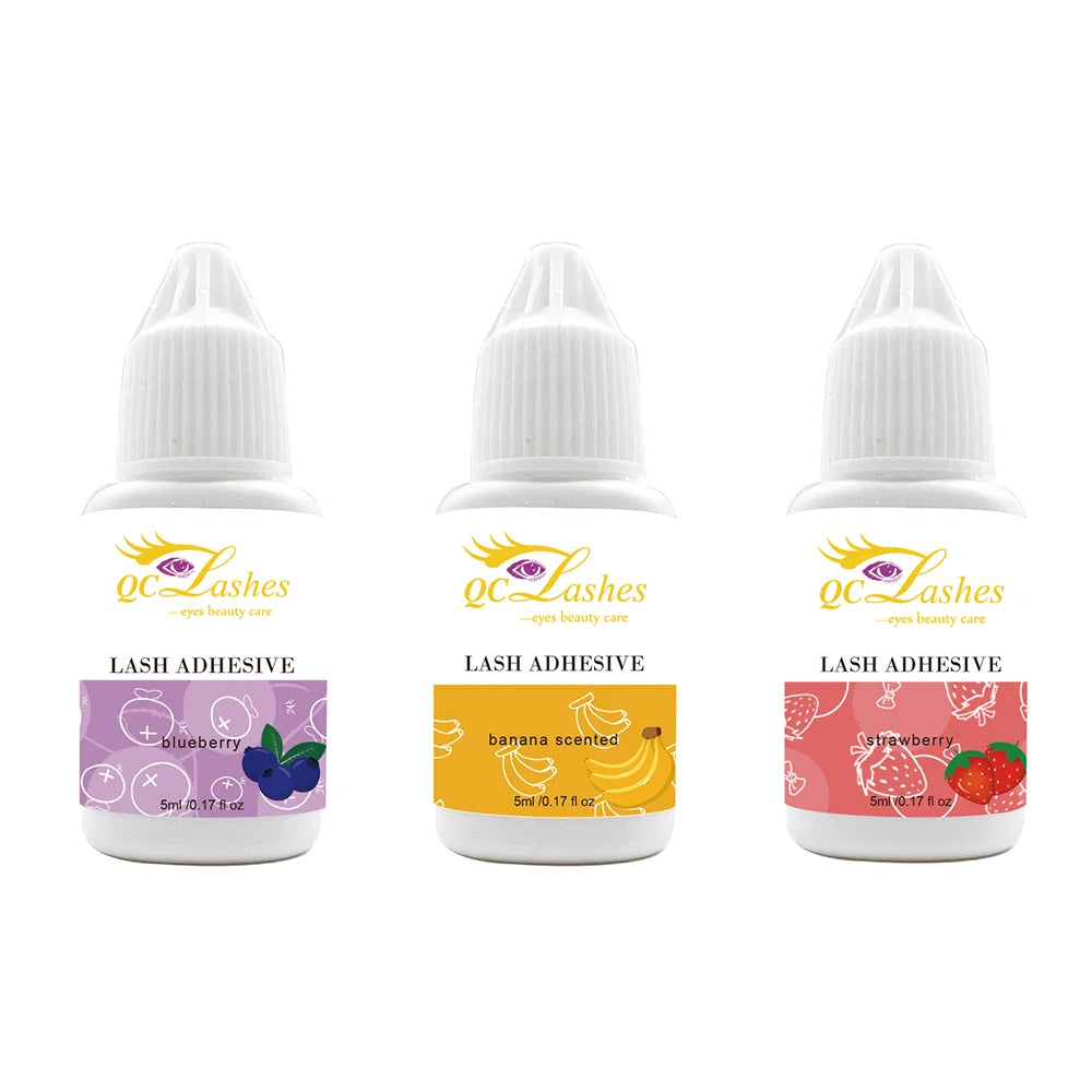 Custom Logo Individual Lash Extension Glue 0.5-1S Long Lasting Adhesive Eyelashes with Low Humidity & Strawberry Fragrance