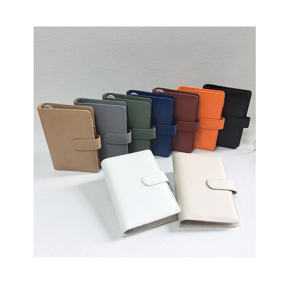 Wholesale Silver Ring Loose Leaf Notebook Cover Customized Cash Envelope Organizer PU Leather Budget Planner Sleeve A5 A6 Binder