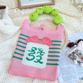 Cartoon Fashion Crossbody Knitted Phone Bag Portable Waterproof Storage Mini Handheld Bag with Zipper Closure