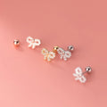 Wish Jewelry Luxury Minimalist Jewelry S925 Silver Bowknot Earrings Sweet Bling Cubic Zircon CZ Bow Earrings for Birthday Gifts