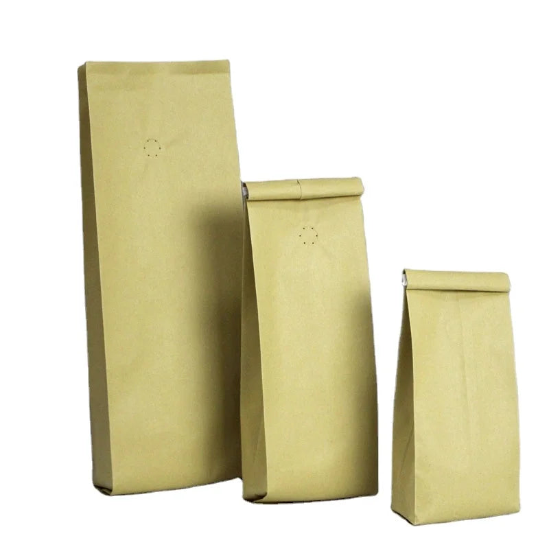 Customizable 250g 500g 1kg Flat Bottom Plastic Packaging Coffee Pouch Bags Black Paper Bags Printed China for Food Tea