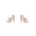 Hot Selling 925 Sterling Silver Stud Earrings for Women Zircon Diamond High-Heeled Shoes-Shaped Heart Pattern Rhodium Trendy