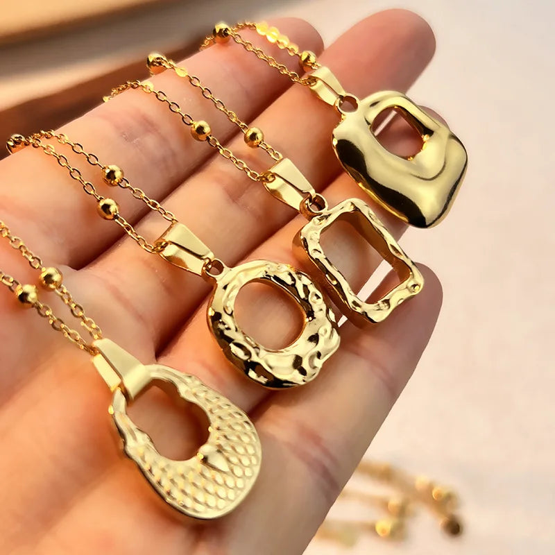 Women's Trendy 18K Gold Bag Heart Charm Pendant Necklace Creative Stainless Steel Figaro Chain Fashion Jewelry