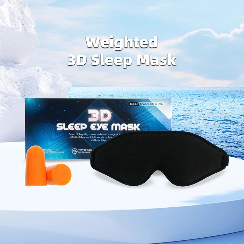 Black 3D Weighted Sleep Mask Eye Cover and Blindfold for Travel Nap Yoga Sleep Eye Health Supply