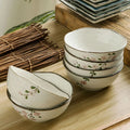 Wholesale Japanese Hand Painted Cherry Blossoms Ceramic Bowl 4.5" Underglaze Color Bowl