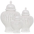 Ceramic Decor Jar Hollow Out Ceramic Ginger Jar Wholesale Chinese White Ginger Jar for Home Decor Ceramic & Porcelain Vases