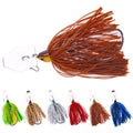 Wholesale SB054/SB055 15g 20g Rotating Blade Buzz Spinner Baits Spoon Fishing Lures with Long Rubber Skirts