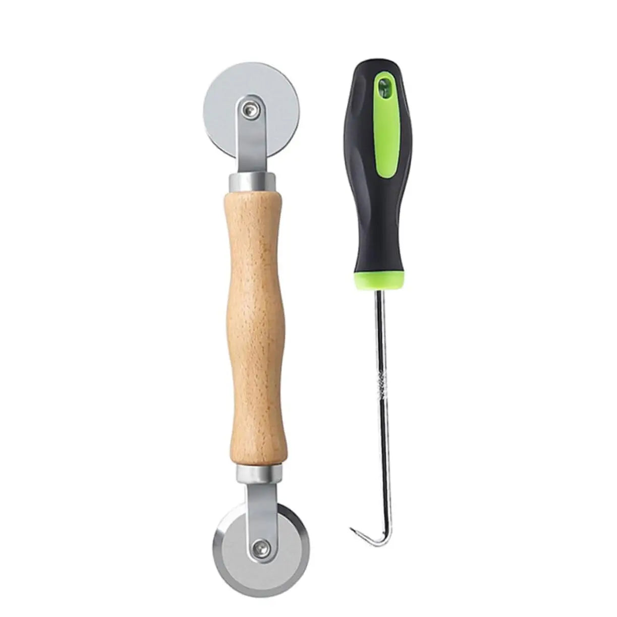 Tailai Polished Solid Wood Craft Window Screen Repair Tool Set Premium Wooden Handle Roller Hook Kit Nylon Bearing Wheels DIY