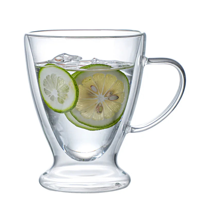Glass Coffee Mug Heat Resisted Double Wall High Borosilicate Glass Cup