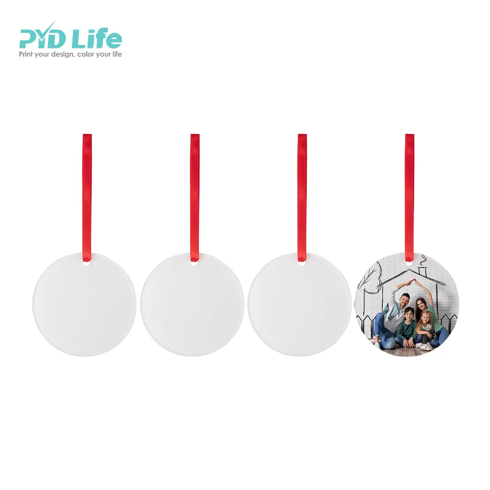 PYD Life 2025 Wholesale Blanks Sublimation Christmas Gift Home Tree Hanging Decoration White Circle Acrylic Ornaments