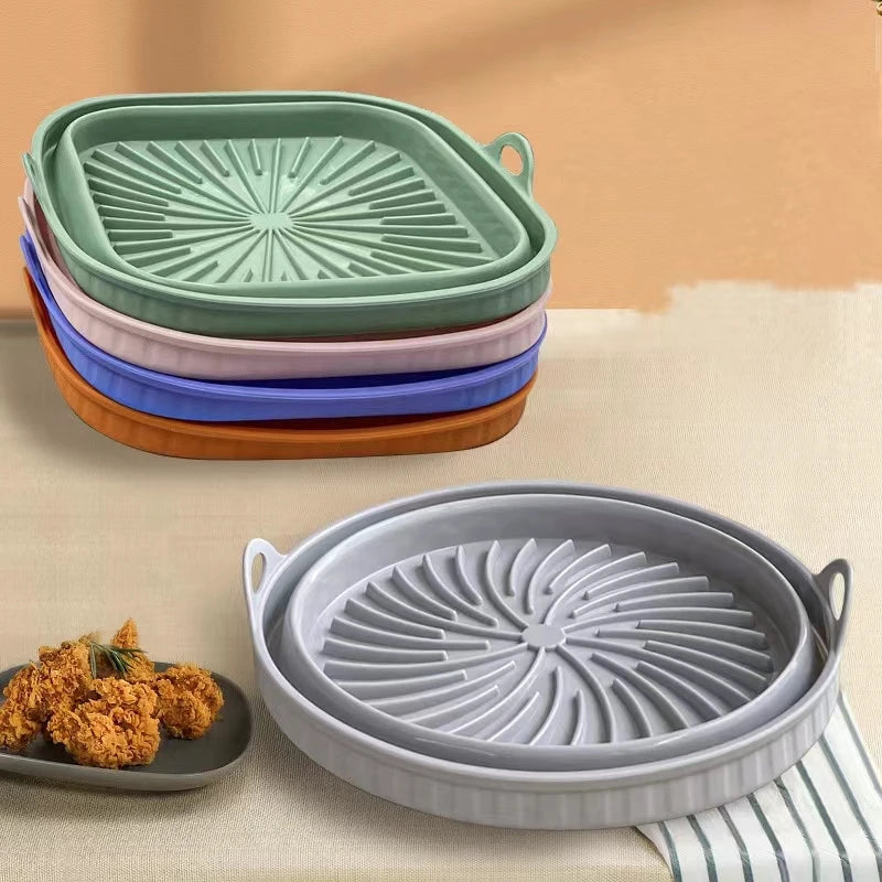 New Air Fryer Mat Silicone Baking Tray Silicone Grill Mat High Temperature Resistant Reusable