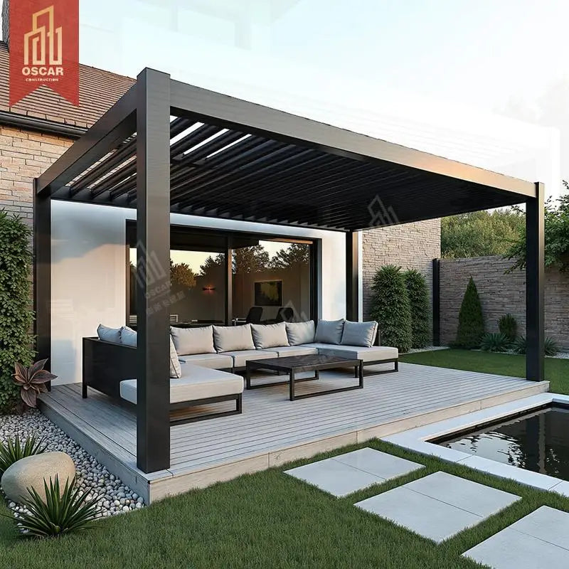 Customizable Aluminum Louver Roof Outdoor Garden Terrace Pavilion Patio Backyard Deck Gazebo Pergola