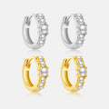 FUAMAY Fashion 925 Sterling Silver Huggie Earrings Aretes 18K Gold Plated Pearl Hoop Earrings