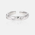 FUAMAY Fashion 925 Sterling Silver Open Adjustable Rings for Women Simple Chunky Ring With Zircon
