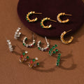 Luxury Colorful Zircon Stainless Steel CC Huggies Earrings Fashion Hearth to Heart Crystals Trendy Hoop Earrings for Women