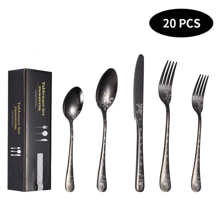 Dropshipping 20 Piece Silverware Flatware Cutlery Set Stainless Steel Utensils Service Set for 4 Dishwasher Safe