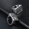 European and American Personality Simple Men's Wide Ring MC English Word Mother Daughter Index Finger Stainless Steel Chaff ha