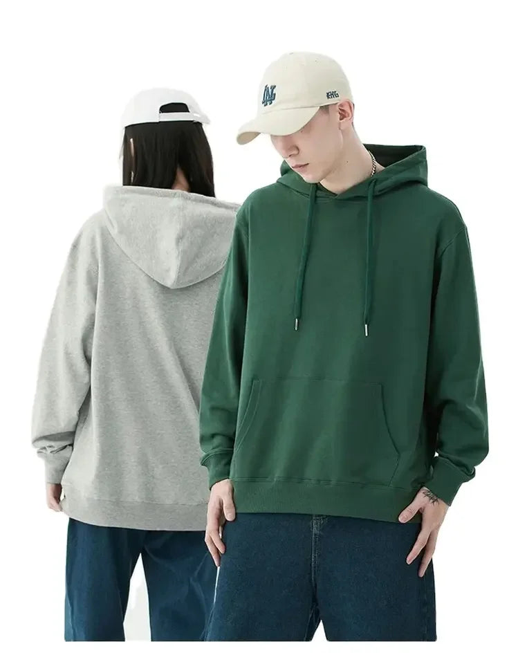 Wholesale 100% Cotton Printed Logo French Terry Solid Color Hooded Sweatshirt Oem Logo Blank Men's Pullover Hoodie Hoodies