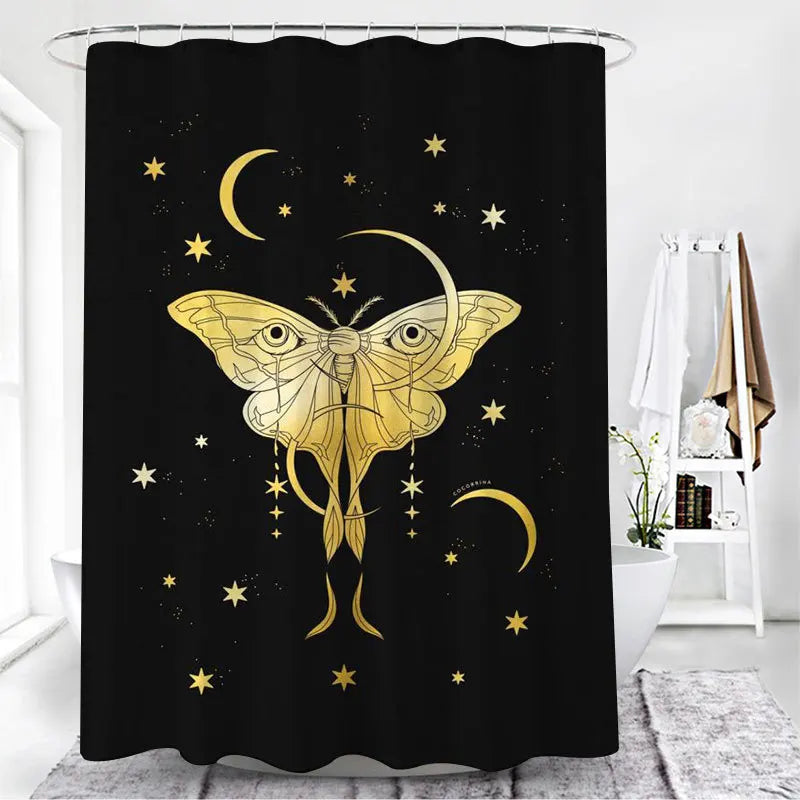 Black Tarot Snake Butterfly Printed Shower Curtain Animal Polyester Fabric Bath Curtain for Bathroom Decoration