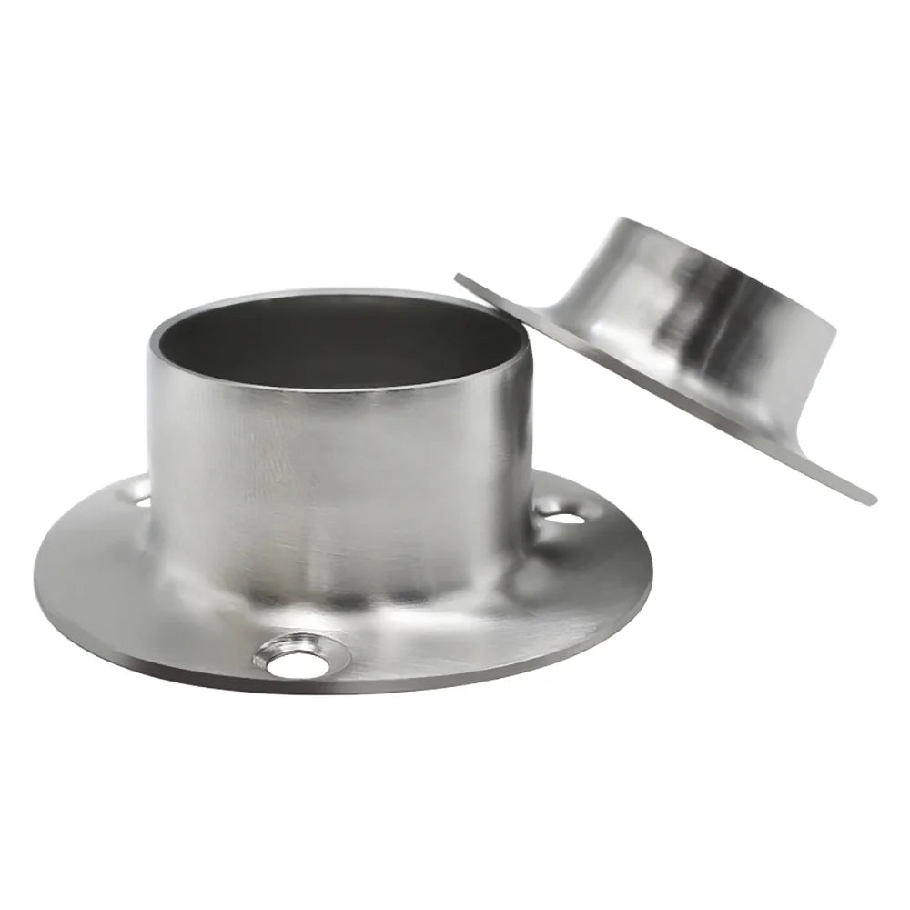 Stainless Steel Floor Round Wall Flange Curtain Rod Bracket Metal Flanged Pipe Fittings Wardrobe Tube Hardware Accessories