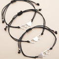 Handmade Adjustable Heart Shaped Bracelets for Couple Lover High Quality Black Rope Bracelet Set