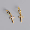 Exquisite Cross Zircon Hoop Earrings 18k Gold 925 Sterling Silver Fashion Huggie Hoop Earrings for Women