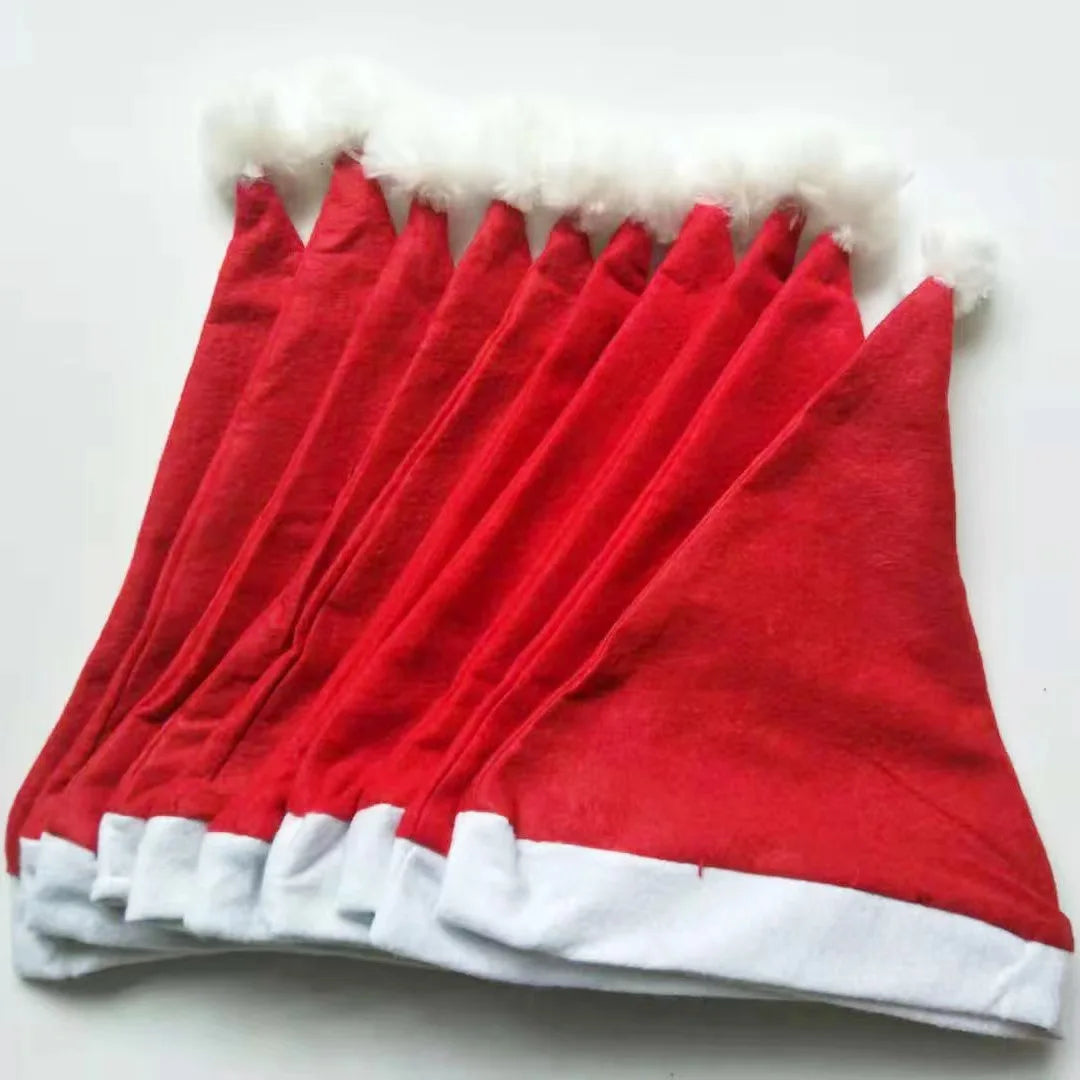 Festival Party Decoration Red Xmas Cap Non Woven Ultra Soft Santa Hats Children Adult Classic Santa Claus Xmas Hat