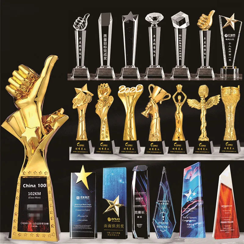 New Product Creative Crystal Glass Metal Trophy Award Manufacturer Customize Crystal Trophy Glass MegaBDM