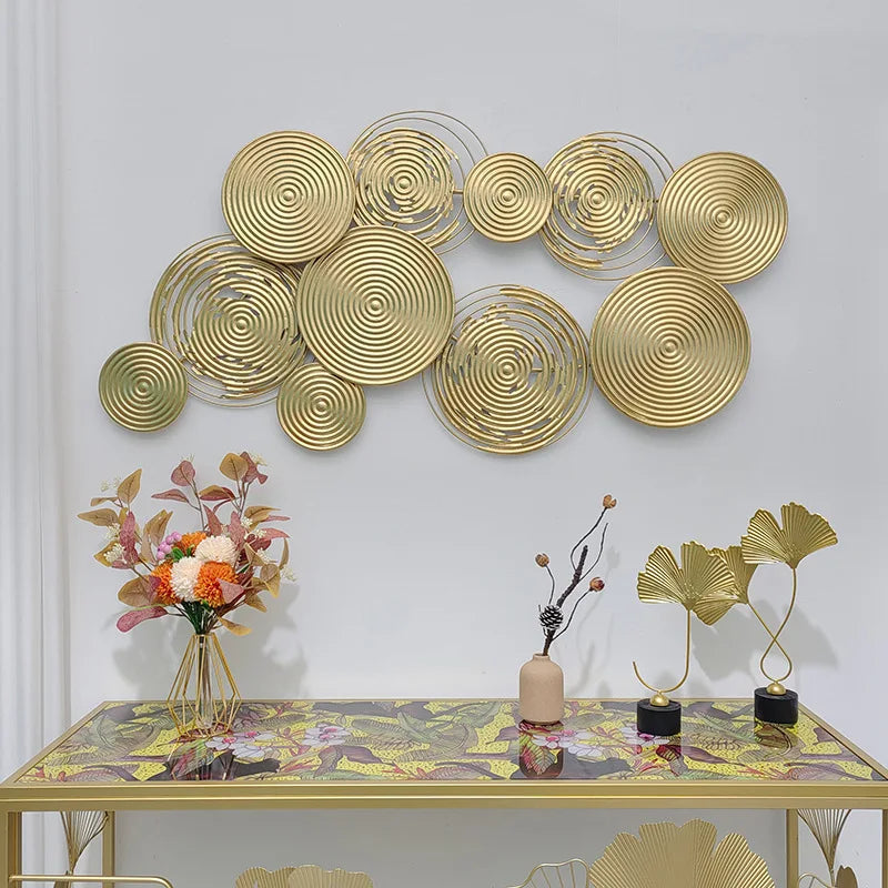 Light Luxury Abstract Circular 3D Metal Wall Art Decor Iron Nature Home Living Room Bedroom Hanging Decoration