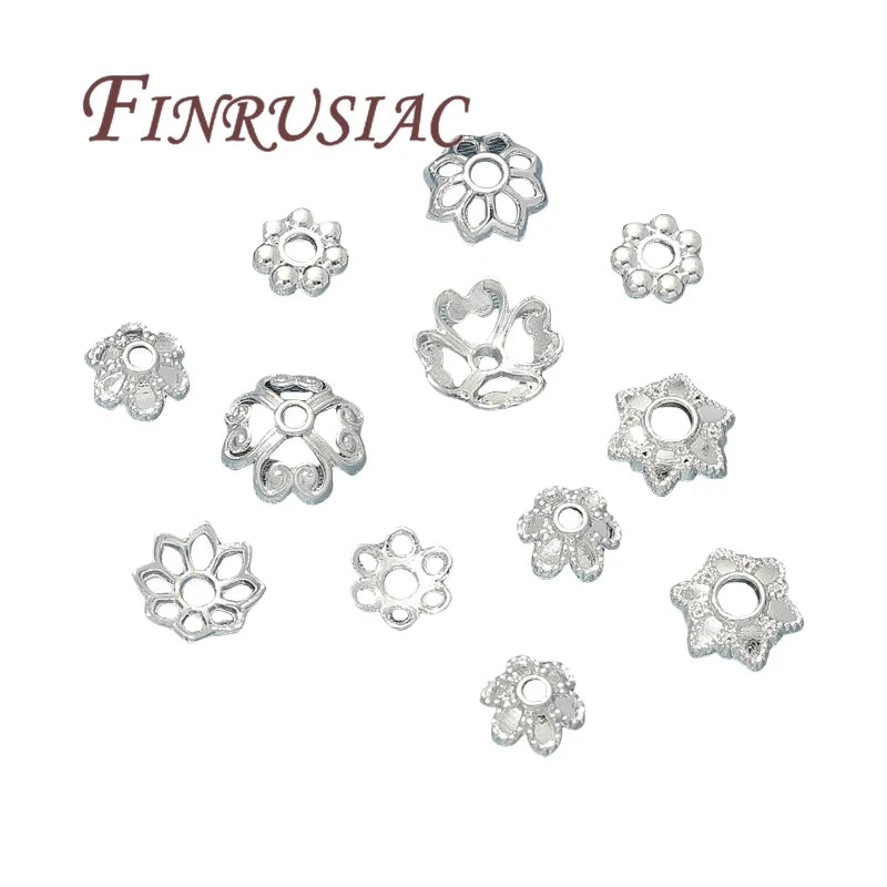 50 Pcs Silver Plated Spacer Bead Caps DIY Jewelry Making Supplies Accessories for Flower Caps Jewelry Findings Components