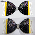 Customize Large Scalloped Triple Layer Tailless Glitter Cheerleader Bow Full AB Rhinestones Cheer Bow Dance Bow Full Bling Bling