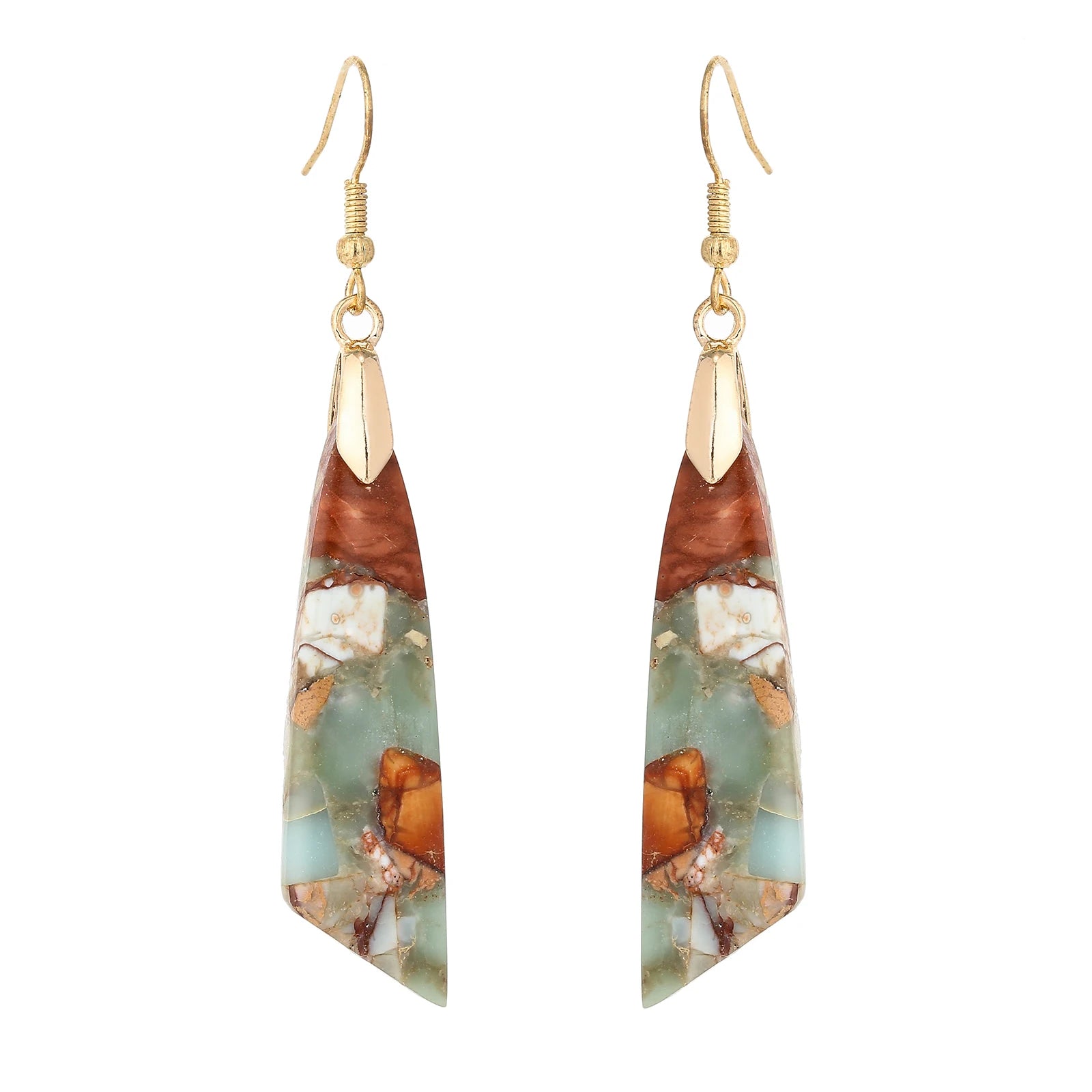 Bohemian Colorful Jasper Earrings Emperor Stone Geometric  Pendant Earrings Natural Raw Gemstone Healing Boho Earrings for Women