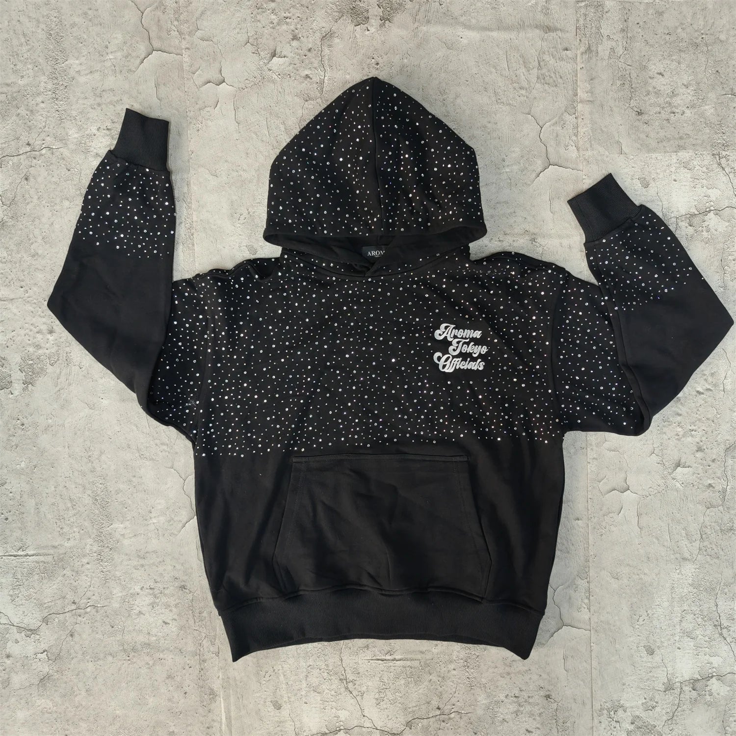 US Free Tax OEM Y2k Streetwear Custom Rhinestone Vintage  Screen Print Reflective Stripe Pullover Hoodie for Men