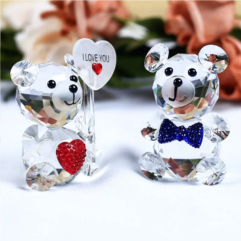 Wholesale Crystal Wedding Children Birthday Holiday Promotion Gifts Cute Bear Statue Souvenir Crystal Animal Crafts