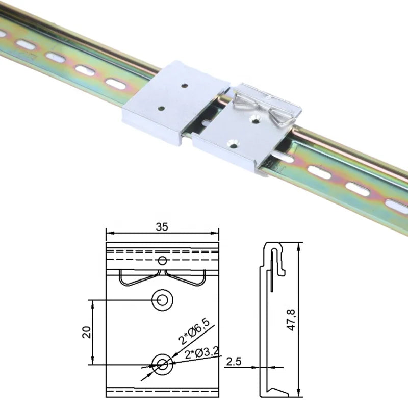 35mm Wide Vertical 2-Hole Aluminum Alloy Guide Rail Clip Snap Hook Type for Easy Fixing