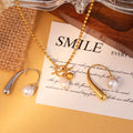 Chris April 316L Stainless Steel T-bar Clasp Beads Chain 18k Gold Plated Natural Freshwater Pearl Necklace for Women