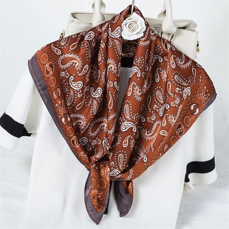 Fashion Foulard Custom Bohemia Digital Printing 70x70cm Satin Square Scarves Women Luxury Elegant Bandanas Shawl