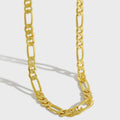 Wholesale Minimalist Jewelry Figaro Chain Necklace Women Silver 925 Chain 18k Gold Plated Silver Jewelry