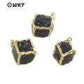 WT-P1809 Water Cube Stone Pendant Deep Black Hole Obsidian Pendant 18k Real Gold Plated Women Jewelry Natural Stone Pendant