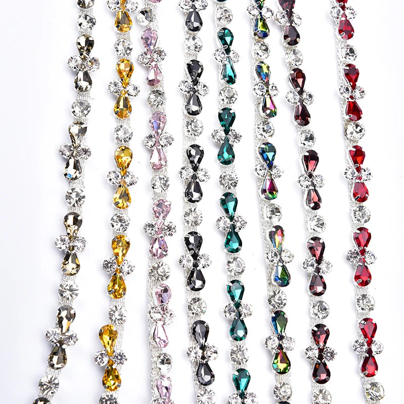 Fashional Silver Base Dense Claw Glass Sew on Rhinestones Cup Chain Rhinestone Trim for Beauty Accessories