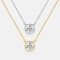 FUAMAY 925 Sterling Silver White Zircon Charm Jewelry Square Cubic Zircon Solitaire Necklace