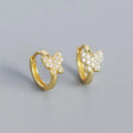 Wholesale 925 Sterling Silver Bridesmaid Gift Jewelry Gold Plated CZ Dainty Huggie Hoops Butterfly Hoop Earring