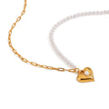 Minimalist Modern 18K Real Gold Plated Stainless Steel Heart Pendant Strand Necklace Anniversaries