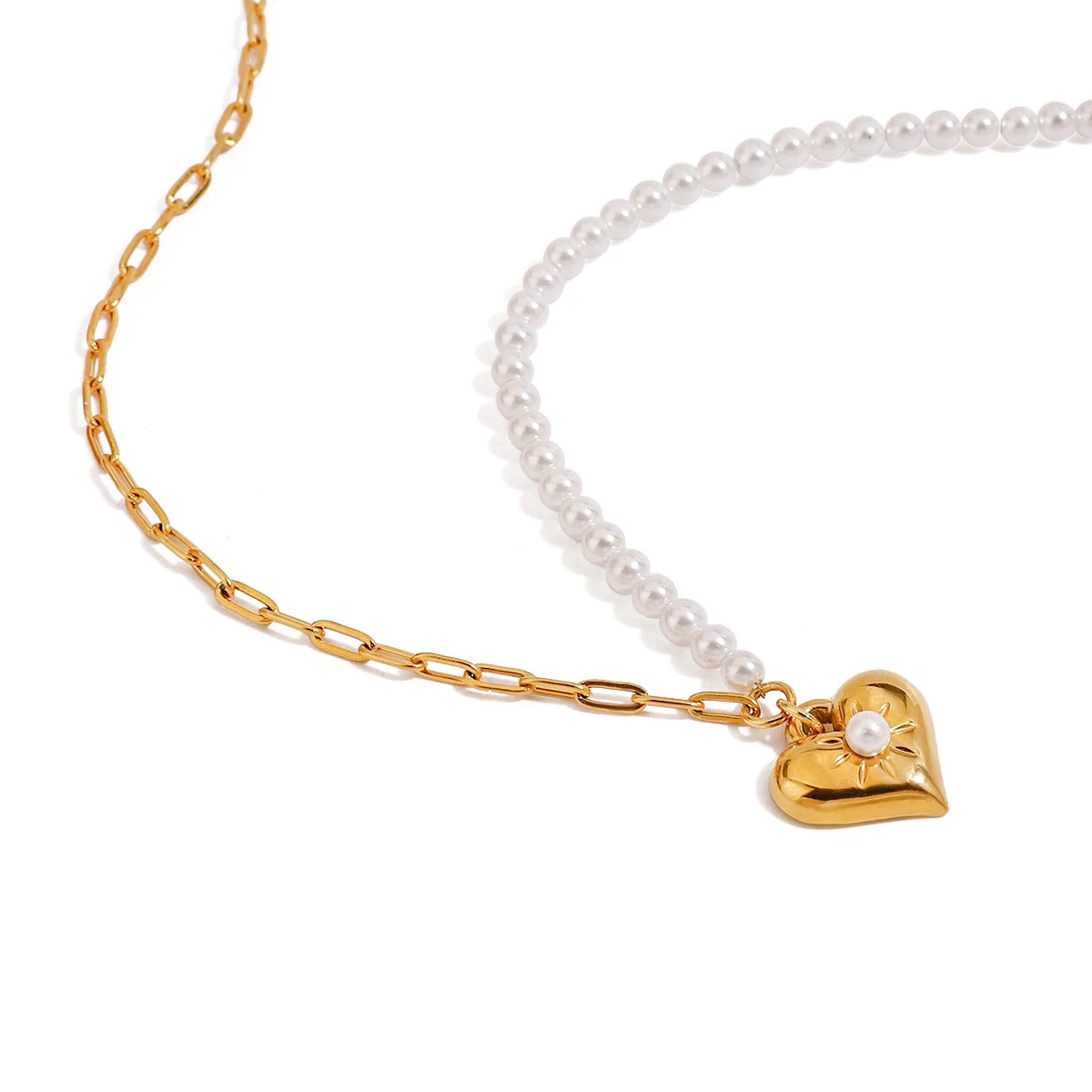 Minimalist Modern 18K Real Gold Plated Stainless Steel Heart Pendant Strand Necklace Anniversaries